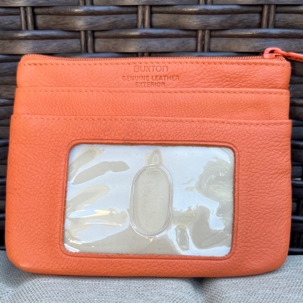 EUC Buxton Orange Leather Wallet Coin purse